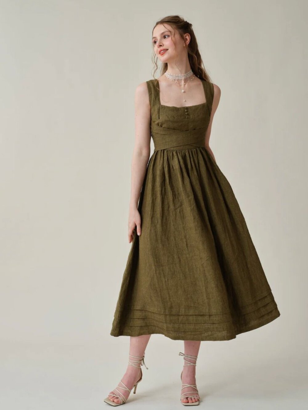 Vetiver 23 Cross Body Linen Dress - Linennaive